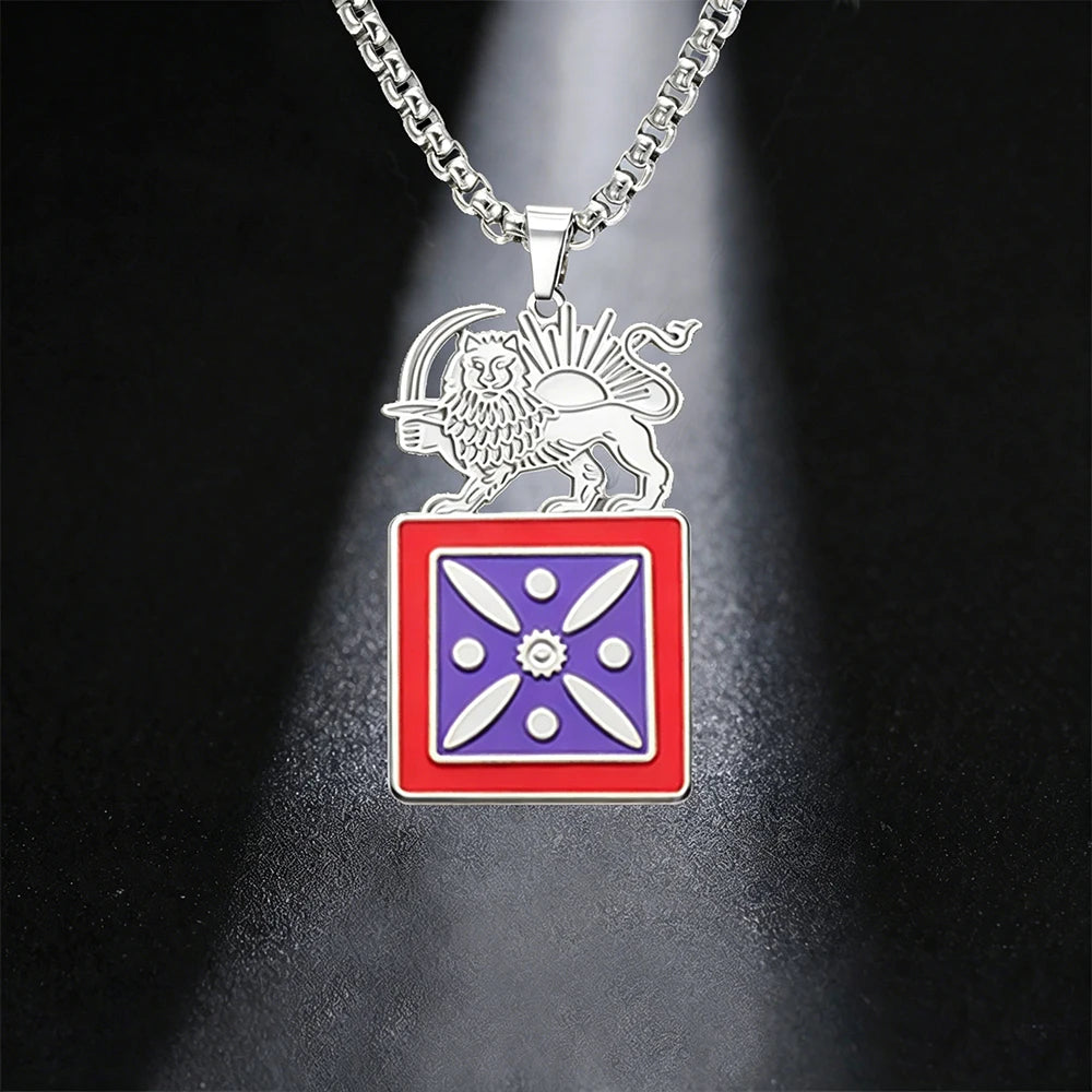 Lion and Sun Derafsh Kaviani Necklace Stainless Steel
