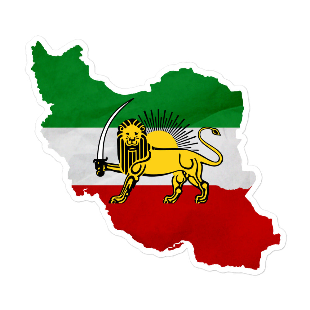 Shir Khorshid Flag Map of Iran Sticker (Bubble Free)