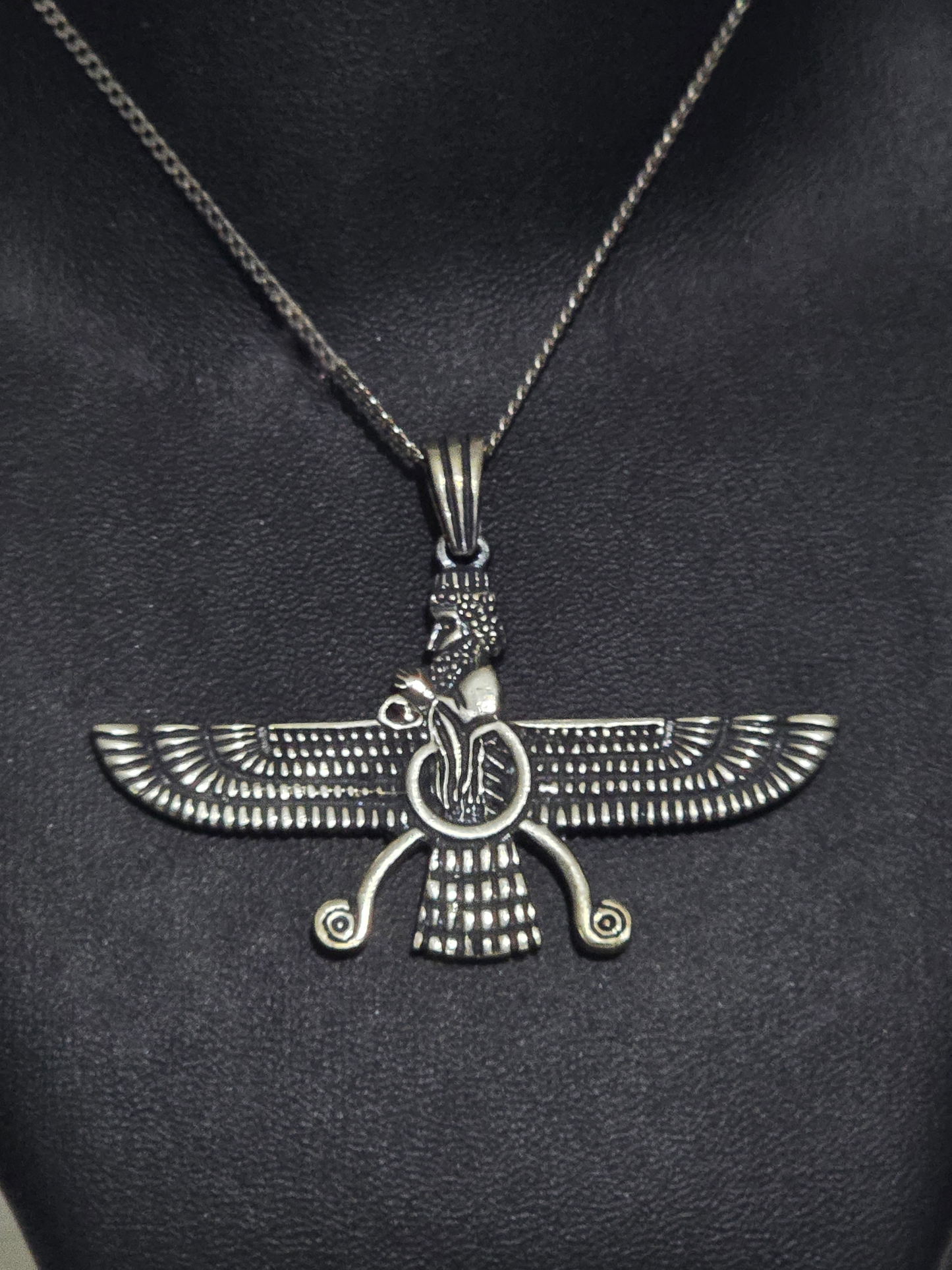 Sterling Silver Farvahar Necklace • Persian Zoroastrian Symbol Pendant • Ancient Persian Jewellery • Farvahar Necklace for Men & Women