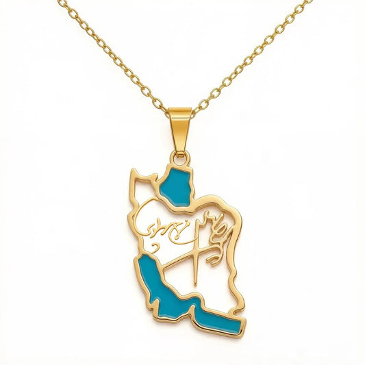 Iran Map Necklace With Mohammad Reza Shah Pahlavi & Queen Farah Signature