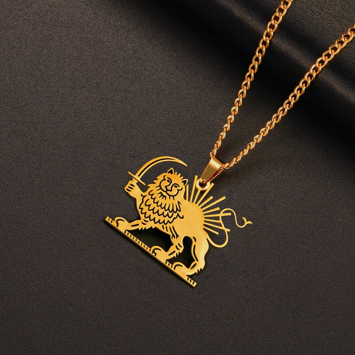 Shir Khorshid Lion & Sun Necklace Stainless Steel