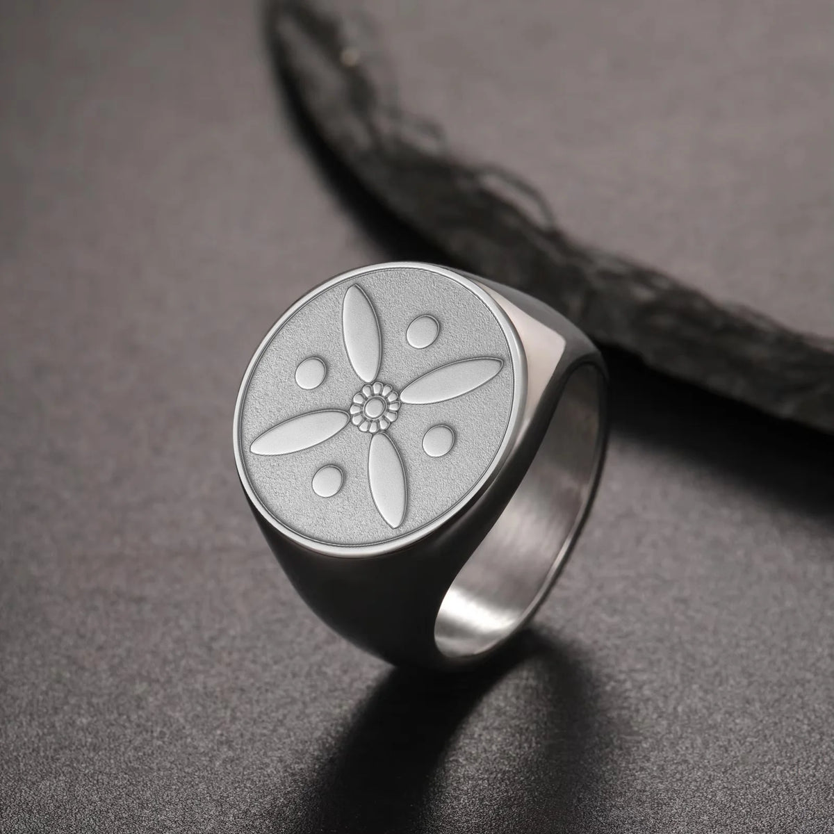 Sasanian Derafsh Kaviani 18K Gold Plated Stainless Steel Engraved Signet Ring