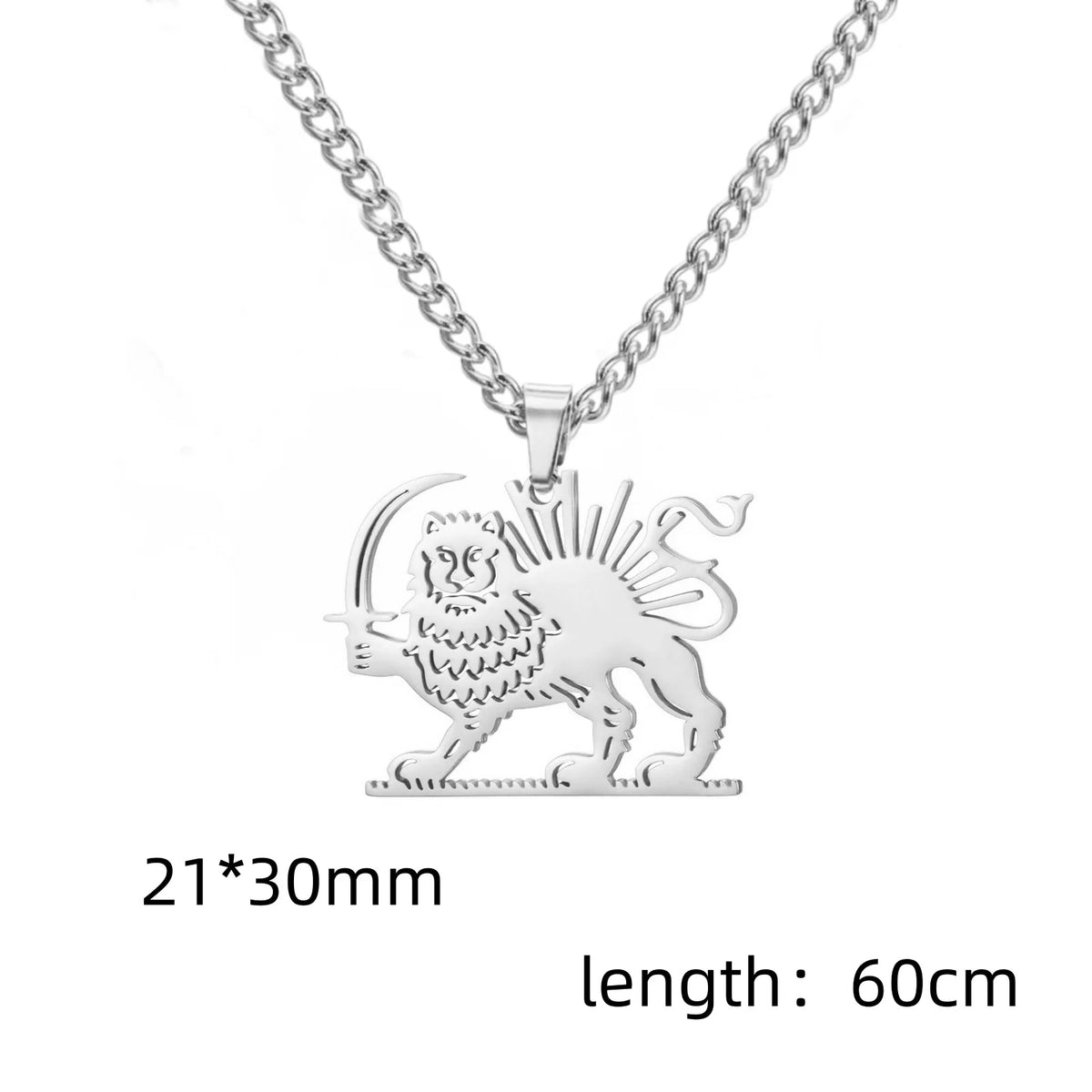 Shir Khorshid Lion & Sun Necklace Stainless Steel