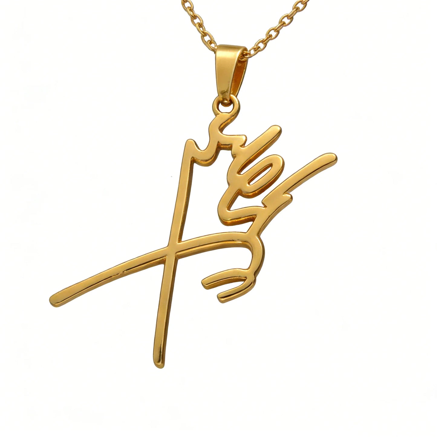 Mohammed Reza Shah Pahlavi Signature Necklace Stainless Steel