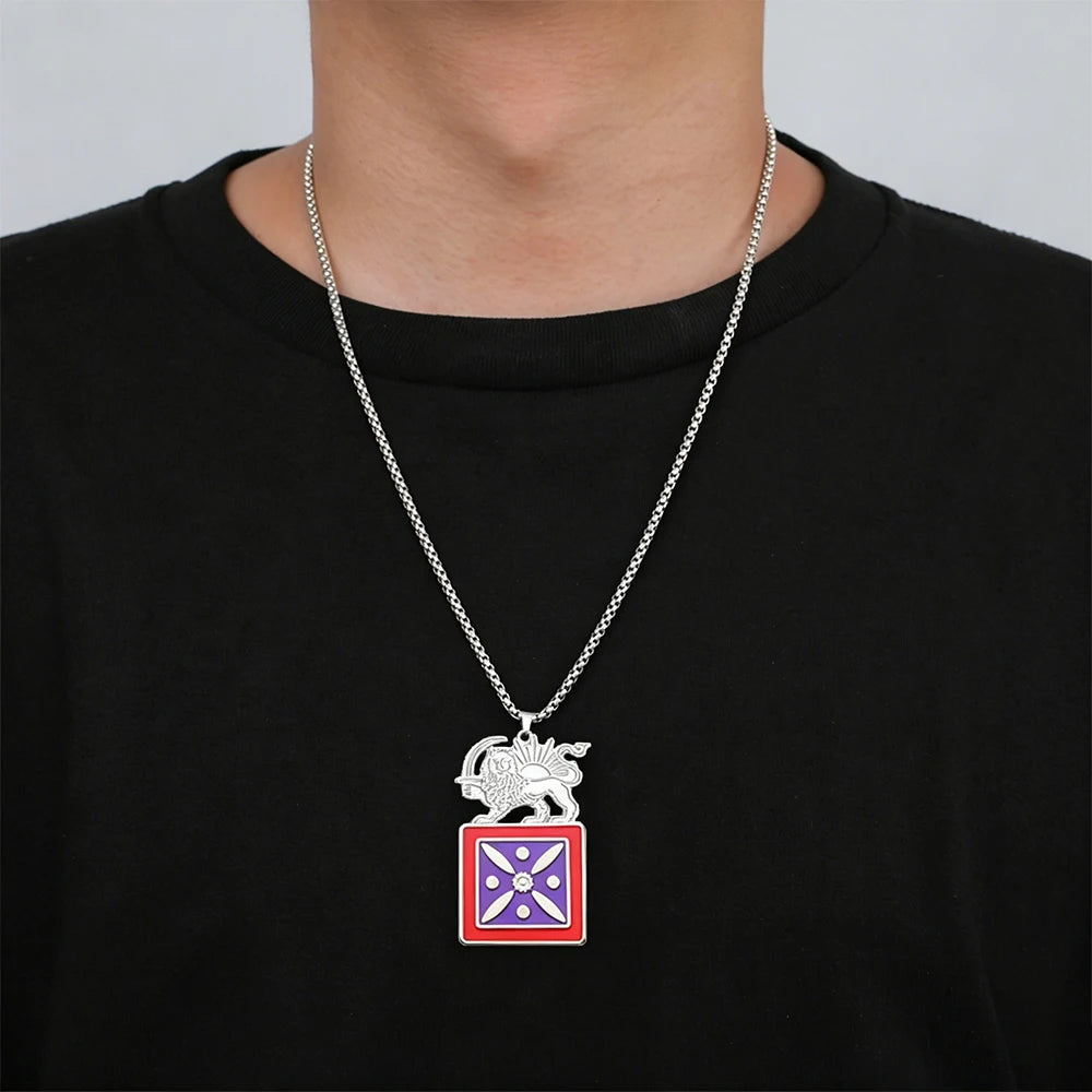 Lion and Sun Derafsh Kaviani Necklace Stainless Steel