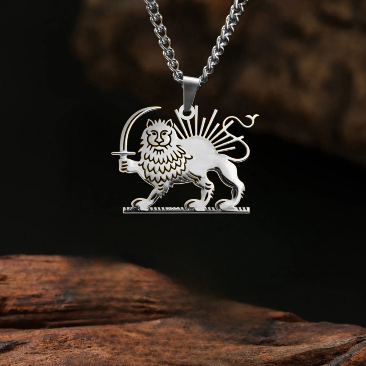 Shir Khorshid Lion & Sun Necklace Stainless Steel