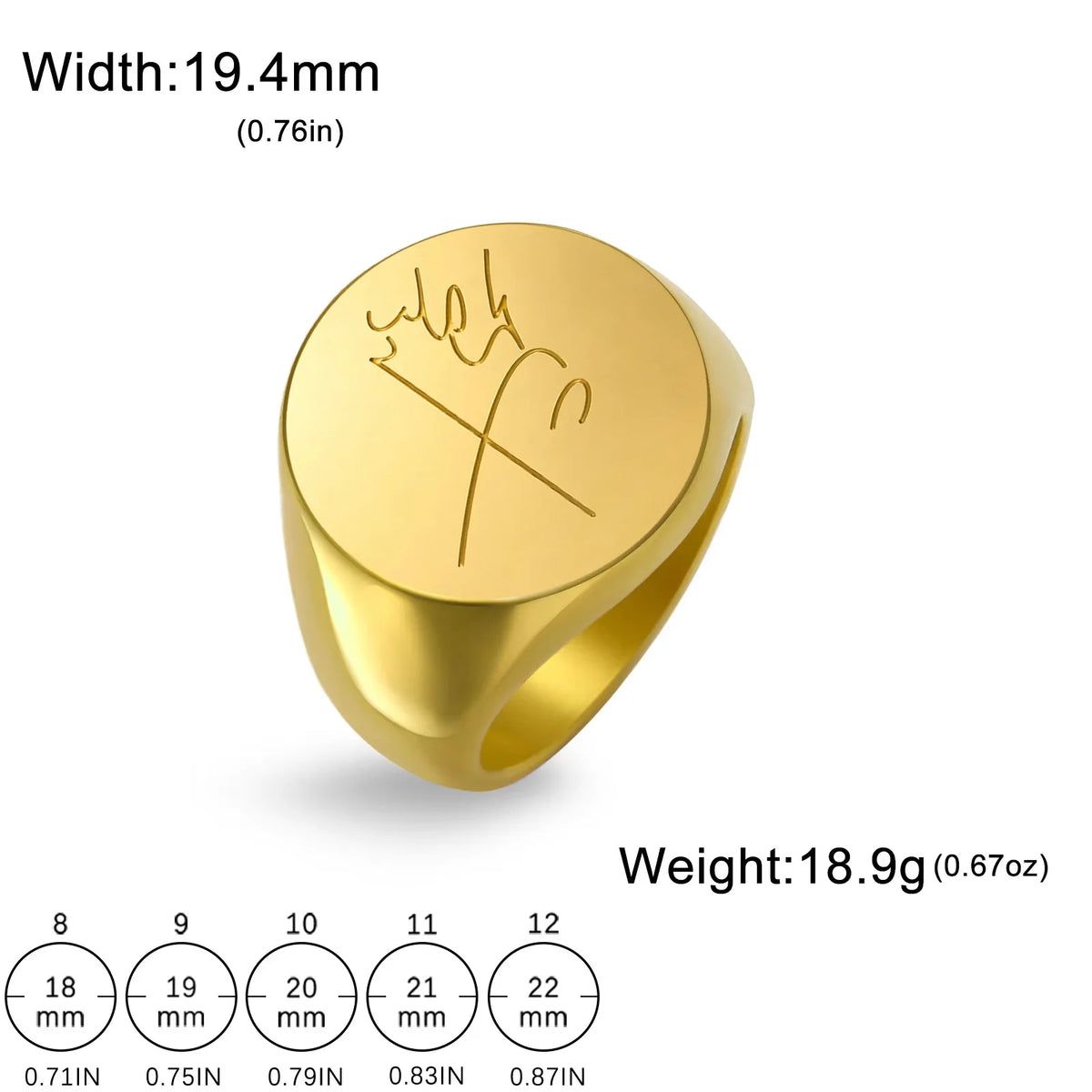 Mohammad Reza Shah Pahlavi Signature Engraved Signet Ring