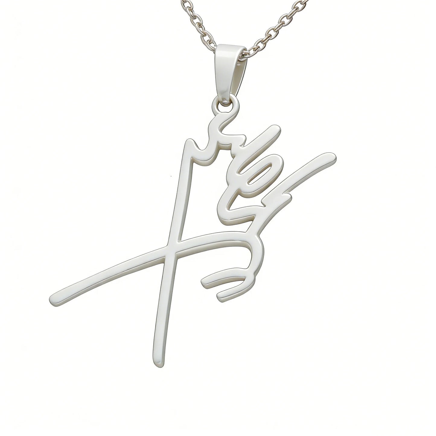 Mohammed Reza Shah Pahlavi Signature Necklace Stainless Steel