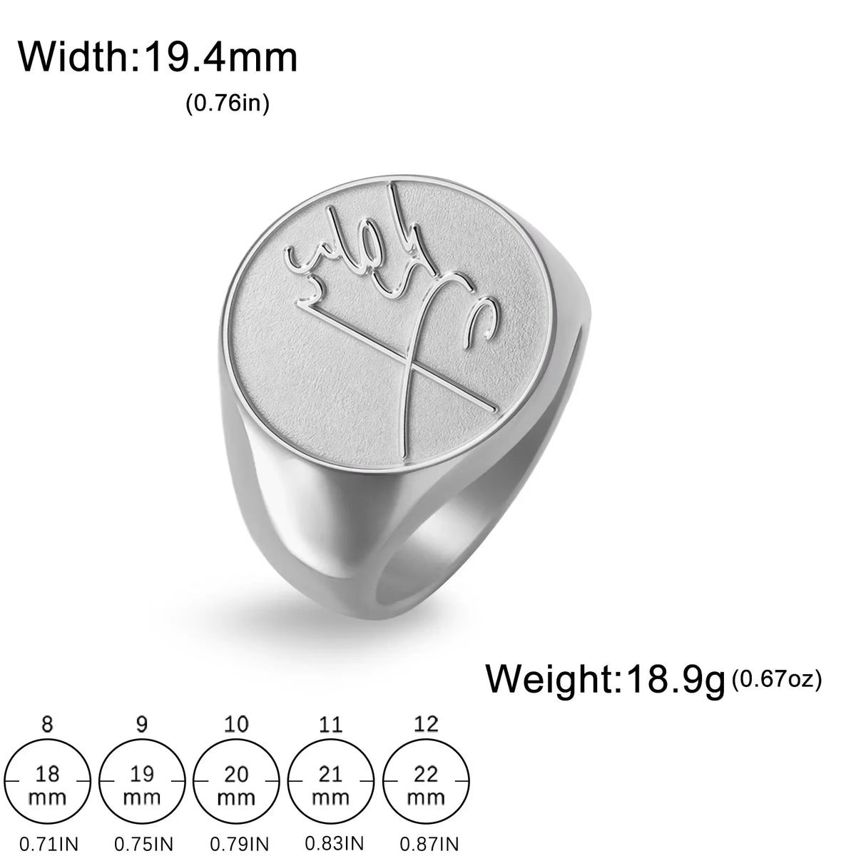 Mohammad Reza Shah Pahlavi Signature Engraved Signet Ring
