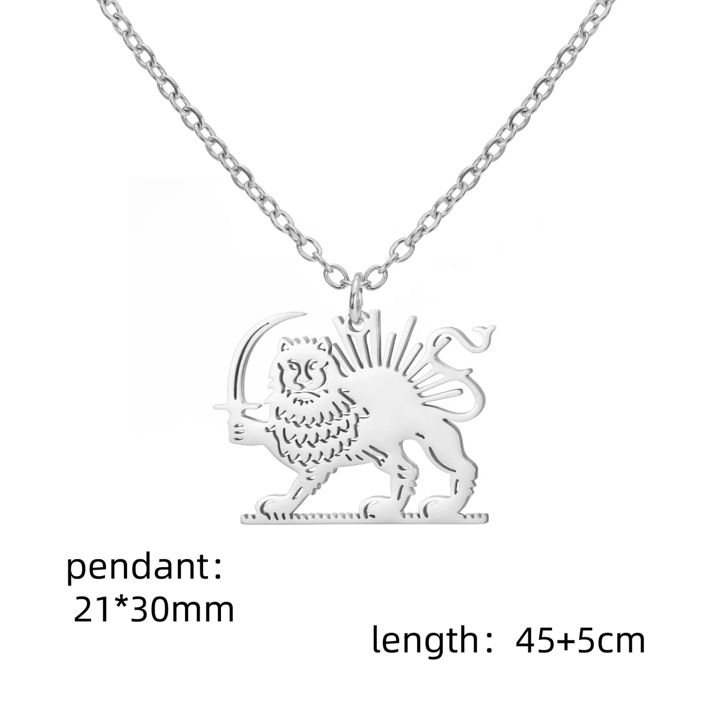 Shir Khorshid Lion & Sun Necklace Stainless Steel