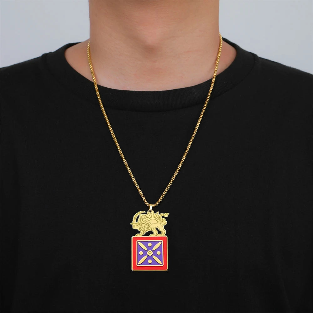Lion and Sun Derafsh Kaviani Necklace Stainless Steel