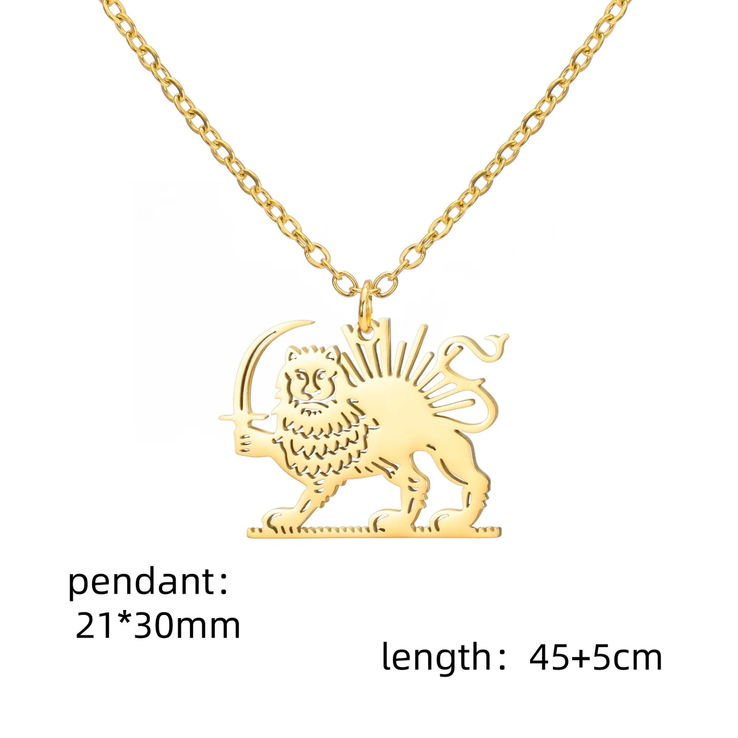 Shir Khorshid Lion & Sun Necklace Stainless Steel