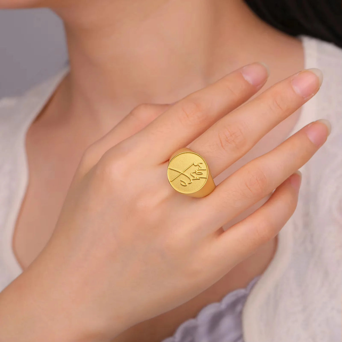 Mohammad Reza Shah Pahlavi Signature Engraved Signet Ring