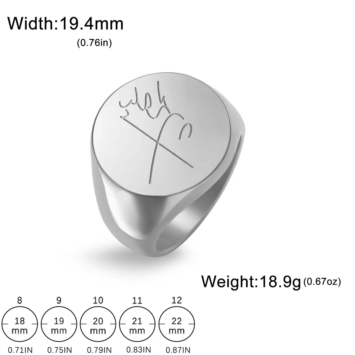 Mohammad Reza Shah Pahlavi Signature Engraved Signet Ring
