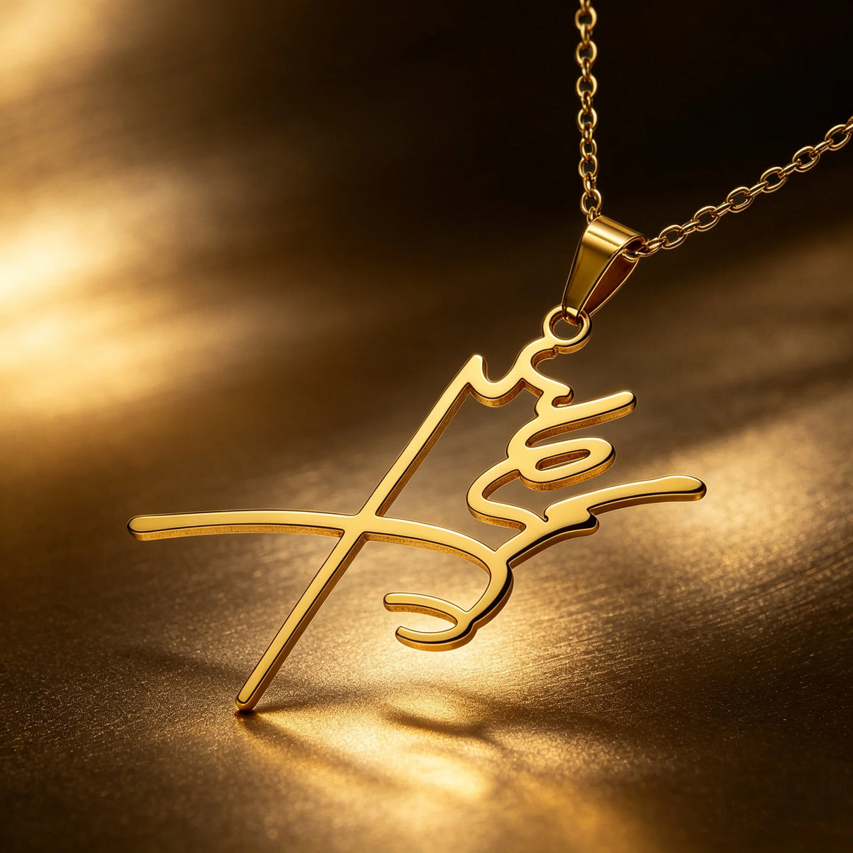 Mohammed Reza Shah Pahlavi Signature Necklace Stainless Steel