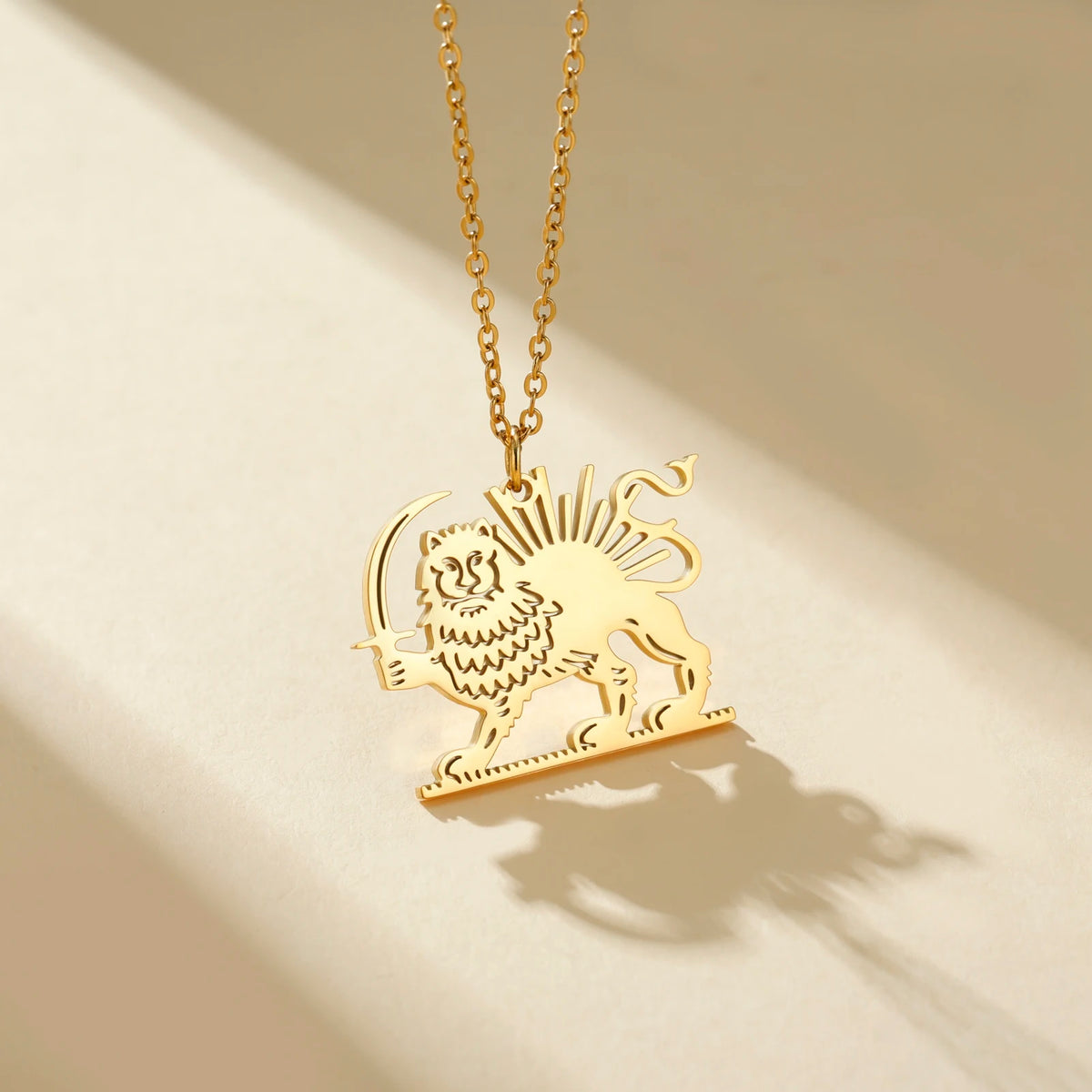 Shir Khorshid Lion & Sun Necklace Stainless Steel