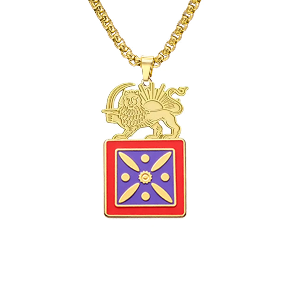 Lion and Sun Derafsh Kaviani Necklace Stainless Steel