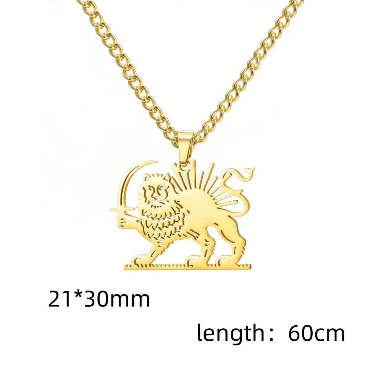 Shir Khorshid Lion & Sun Necklace Stainless Steel