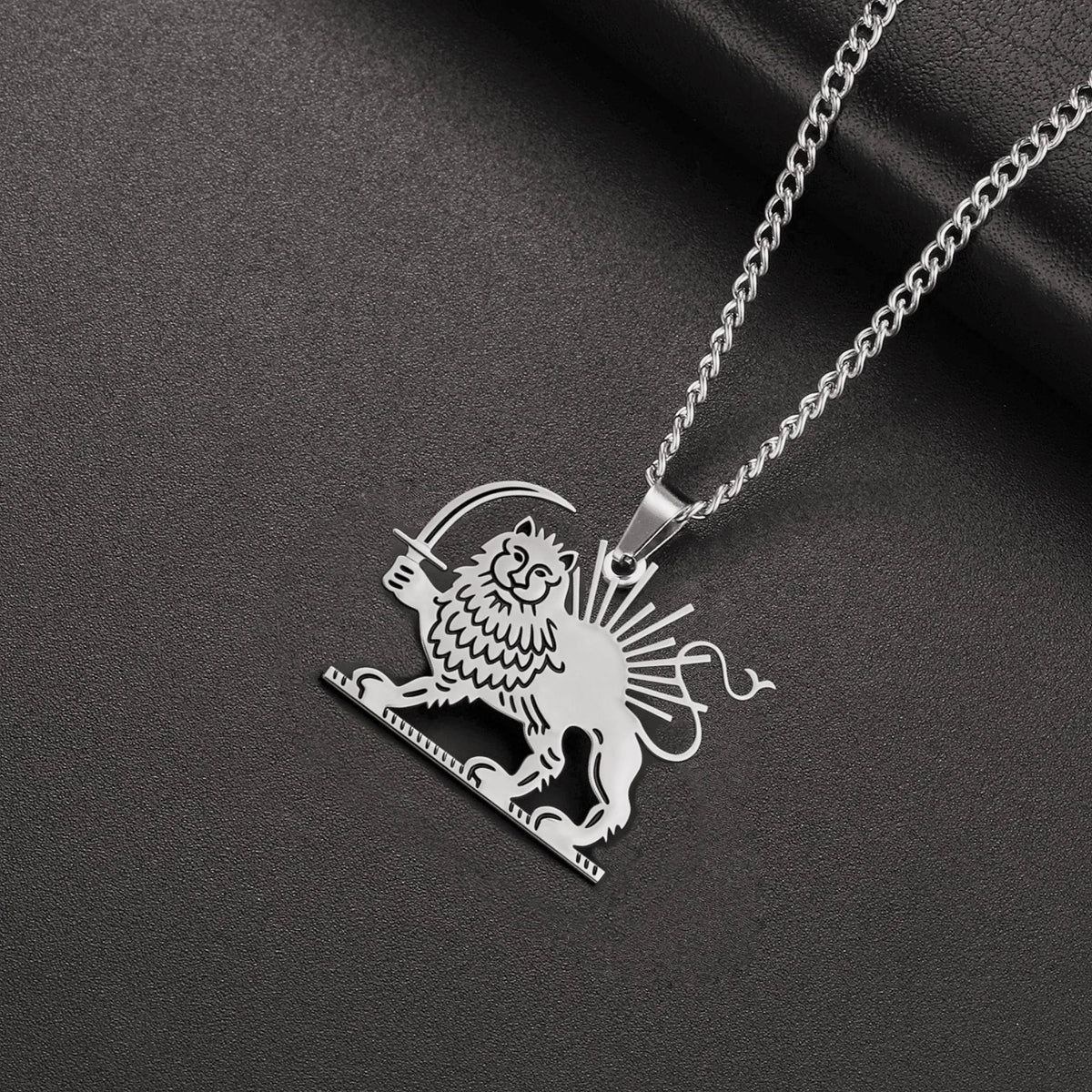 Shir Khorshid Lion & Sun Necklace Stainless Steel