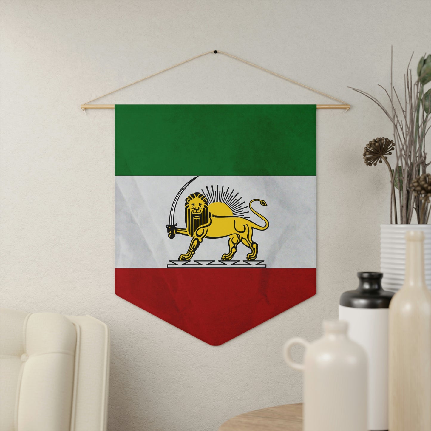 Flag of Pahlavi Iran Shir Khorshid Hanged Pennant