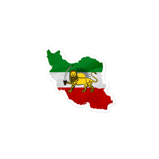 Shir Khorshid Flag Map of Iran Sticker (Bubble Free)