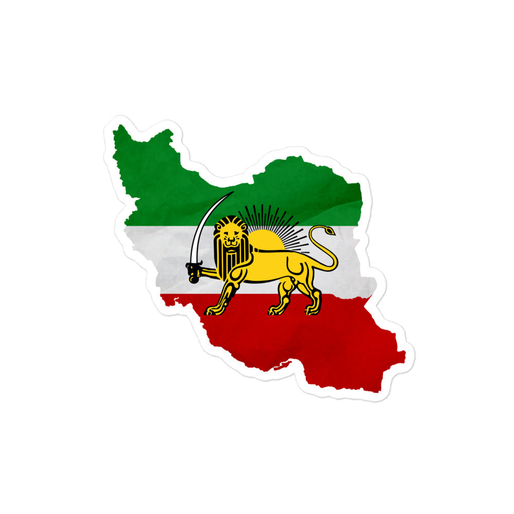 Shir Khorshid Flag Map of Iran Sticker (Bubble Free)